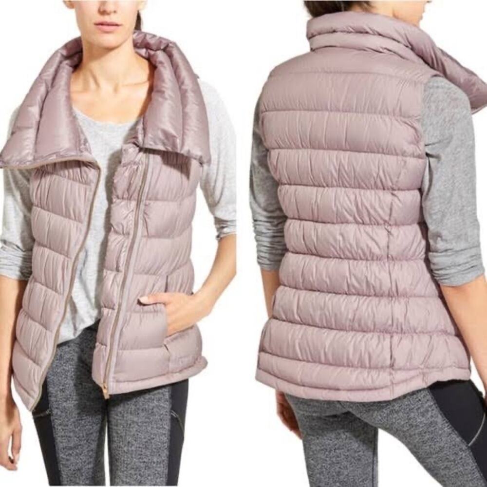 Athleta Downabout Puffer Vest Asymmetric Zip Cardamom Spice SMALL